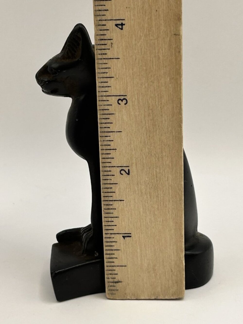 Vintage Egyptian Bastet Cat Figurine Black Carved Resin Statue 4” Retro Witchy - Picture 4 of 16
